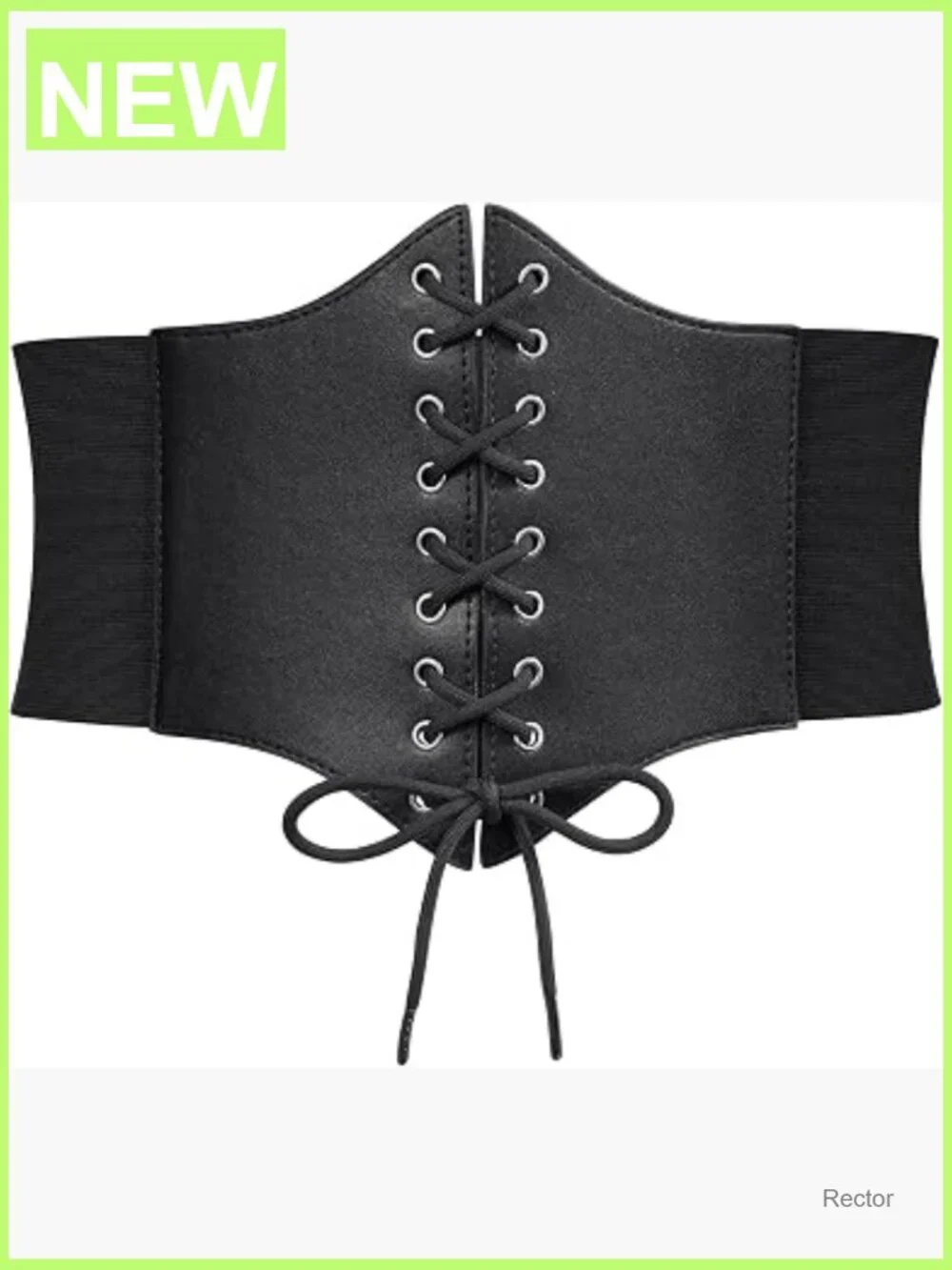 Vintage Lace-up Corset Waist Belt Wide Elastic Faux Leather Waspie